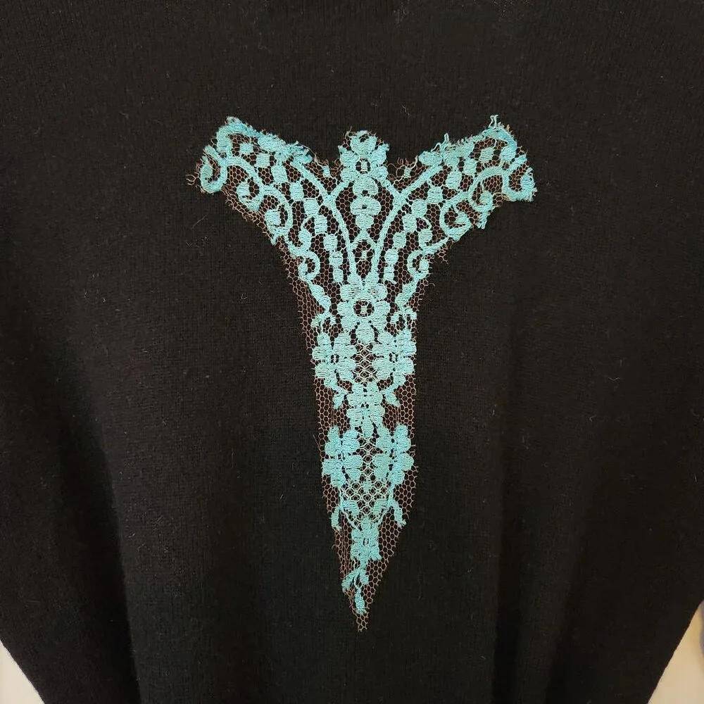 Vanita Rosa Paris St. Barth Black Cashmere Wrap Cardigan Embellished Resort - Picture 7 of 13